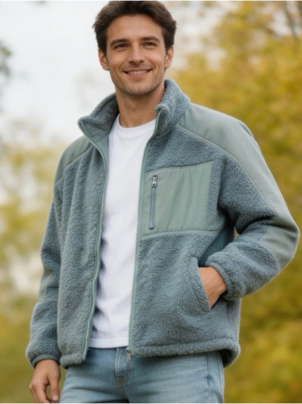 Ader Error Blue Sherpa Fleece Zip Jacket A1 Oversized Streetwear Unisex Large
